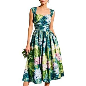 NWT Linen Vibes Midi Linen Dress, Sleeveless, Sweetheart Neckline Sz Large